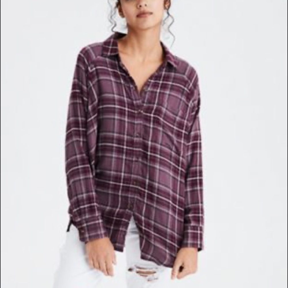 NWOT American Eagle Oversized Purple Flannel